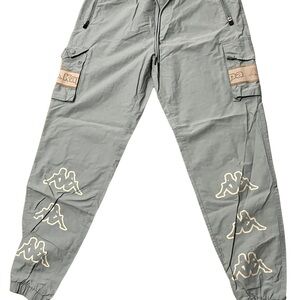Kappa Light Gray Cargo Pants with Beige Logo Tape